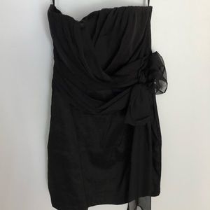 Strapless black evening dress